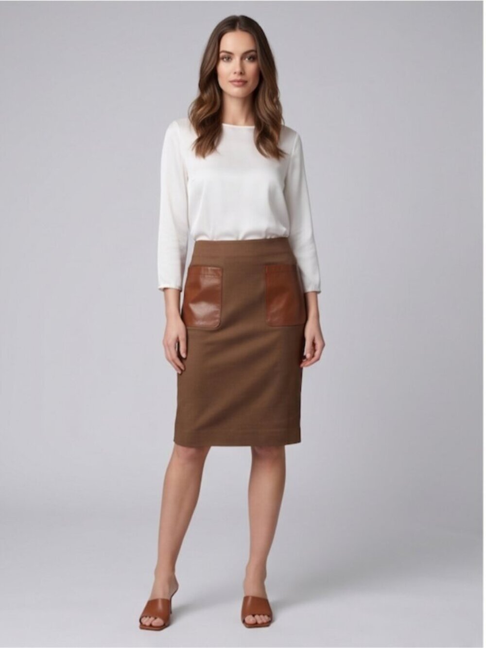 Club Monaco Brown Cotton Blend Pencil Skirt Size 0